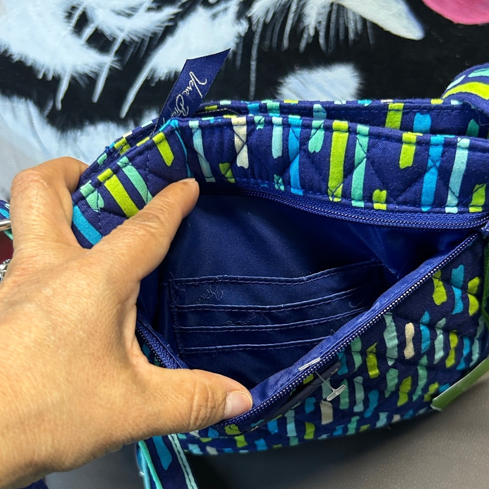 Vera Bradley Navy Quilted Crossbody with Aqua & Lime Accents - Picture 4 of 6